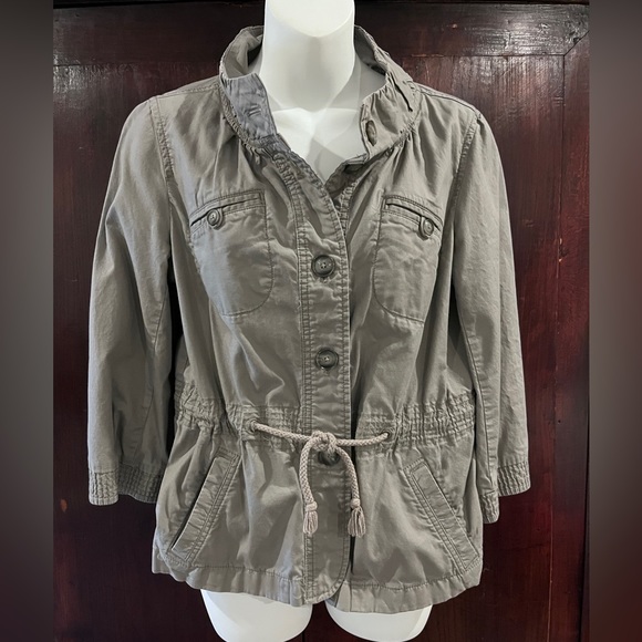 Loft Gray Jacket with Draw-String Waist & Pockets - Picture 1 of 6